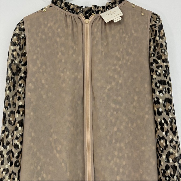 Kate Spade Metallic Leopard Print Clipped Dot Ruffle Mini Dress - Picture 9 of 11